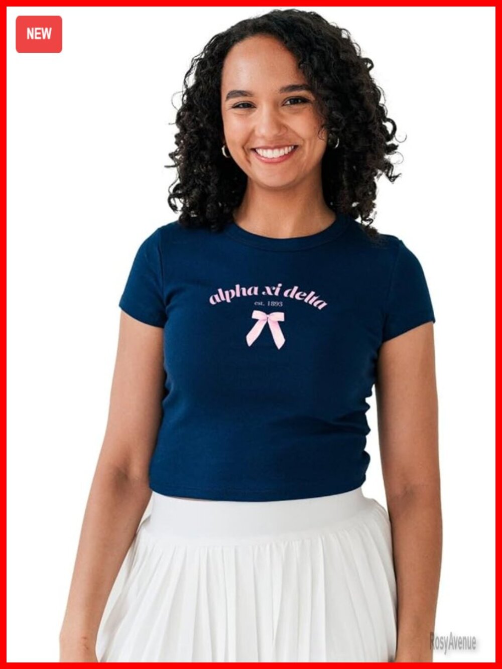 Navy Bow Baby Tee - Sorority Greek Shirt
